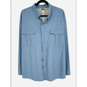 Campmor Mens Nylon Fishing Shirt Long Sleeve Blue XXL Hiking Outdoors